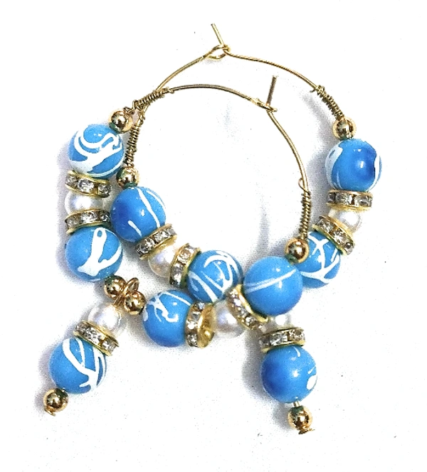 NIBRAS Designer Acrylic Beads Golden Hoop Earrings - B09JFV5XGL, 7 gm, 4mm x 6mm x 1mm